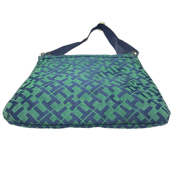 Tommy Hilfiger ® ★ Monogram Jacquard Print Crossbody Bag ★ Kelly Green + Navy ★ - Picture 9 of 16